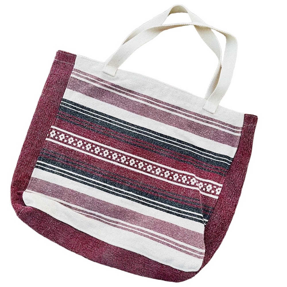 NEW - Open Canvas Tote - Navy Blue Serape Striped